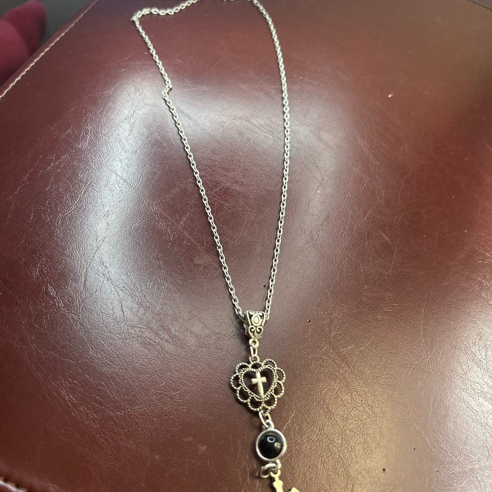 Elegant Silver and Gold Cross Pendant Necklace